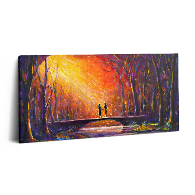 Vászonfotó 100x50 Szerelmes pár akvarellel festve