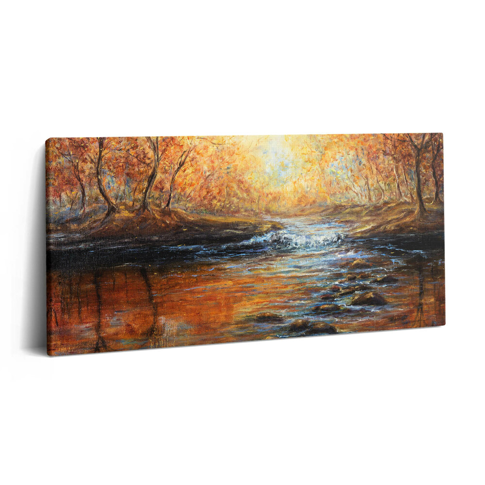 Vászonfotó 100x50 Festékkel festett őszi erdő