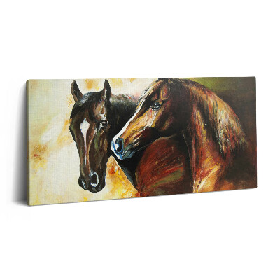 Vászonfotó 100x50 Két ló akvarellel festve