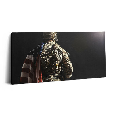 Vászonfotó 100x50 Katona zászlóval