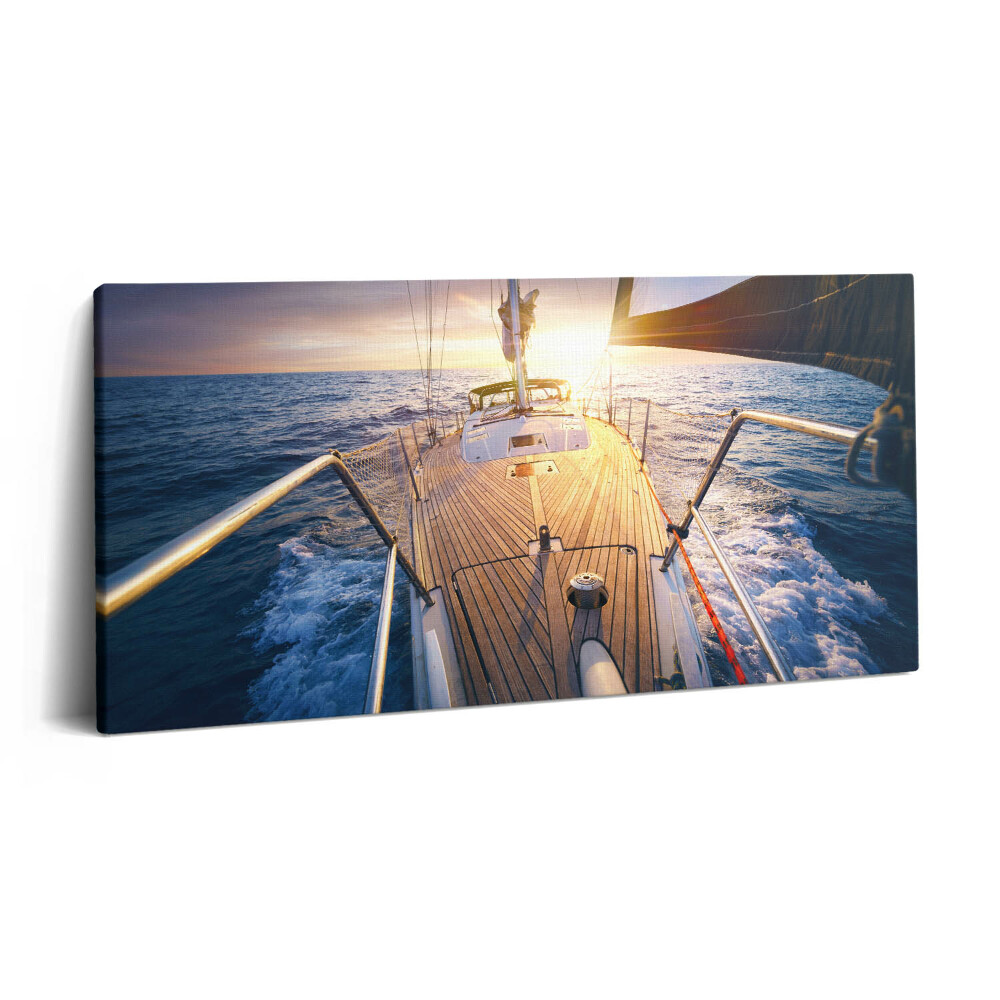 Vászonfotó 100x50 Naplemente egy vitorlás fedélzetén