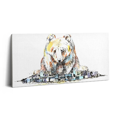 Vászonfotó 100x50 Medve és absztrakt város
