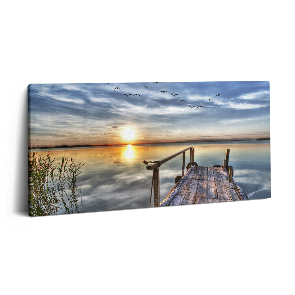 Vászonfotó 100x50 Naplemente a tó felett