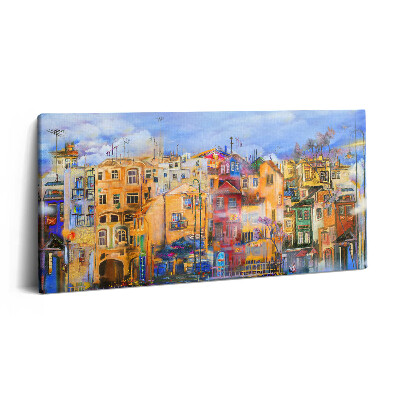 Vászonfotó 100x50 Városi építészetet ábrázoló olajfestmény