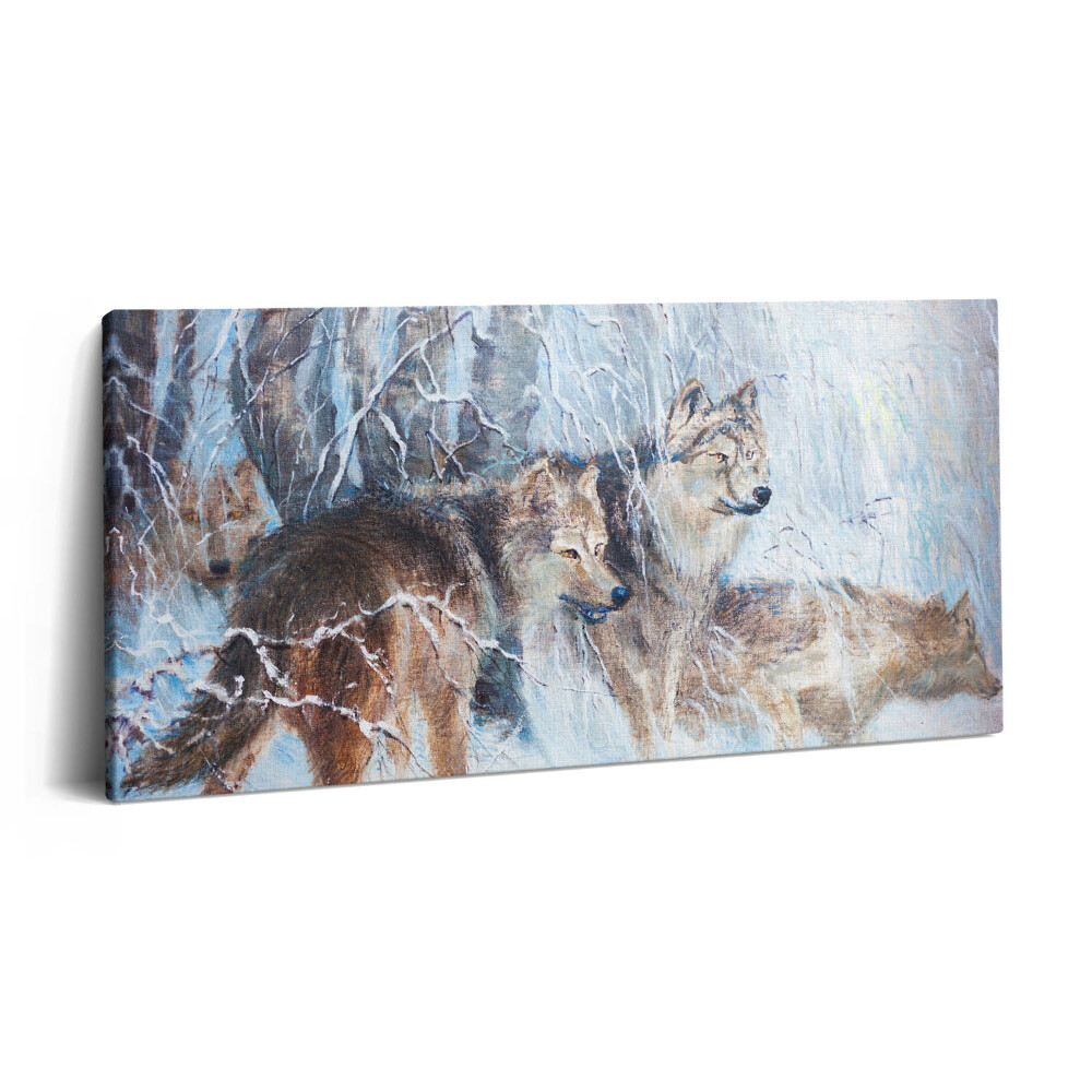 Vászonfotó 100x50 Farkasok rajza az erdőben