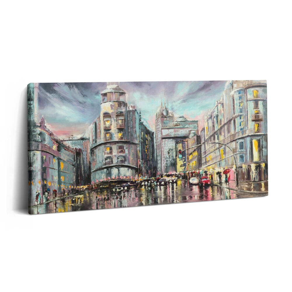 Vászonfotó 100x50 Esős város - séta az esőben