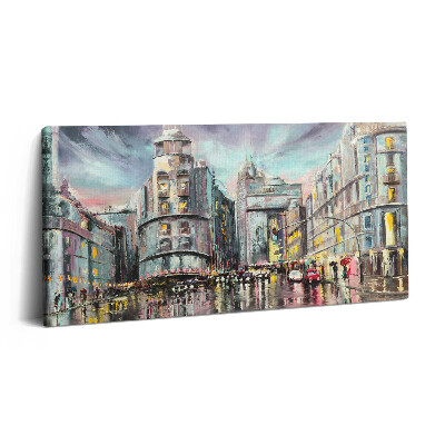 Vászonfotó 100x50 Esős város - séta az esőben