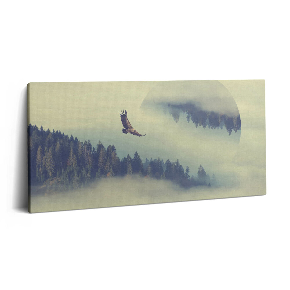 Vászonfotó 100x50 Ködös erdő és egy sas