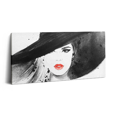 Vászonfotó 100x50 Nő kalapban és feketében