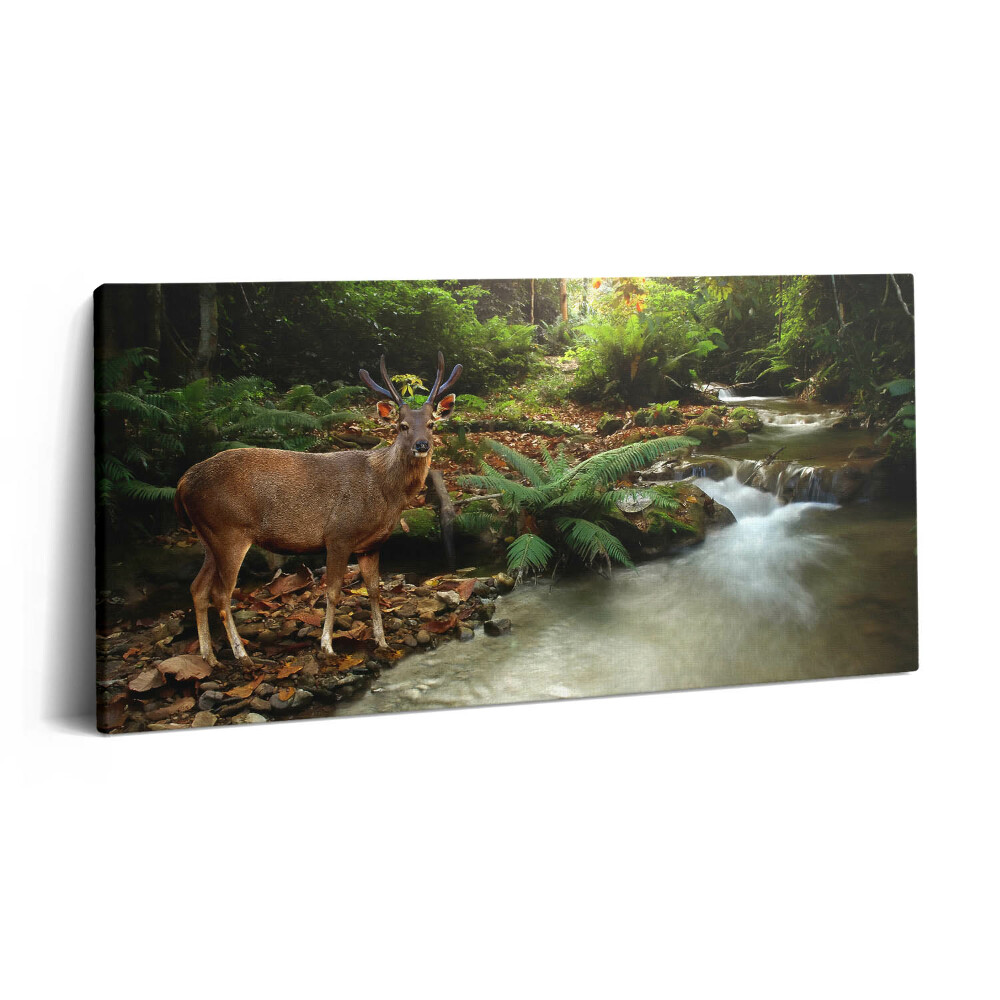 Vászonfotó 100x50 Trópusi patak és szarvasok