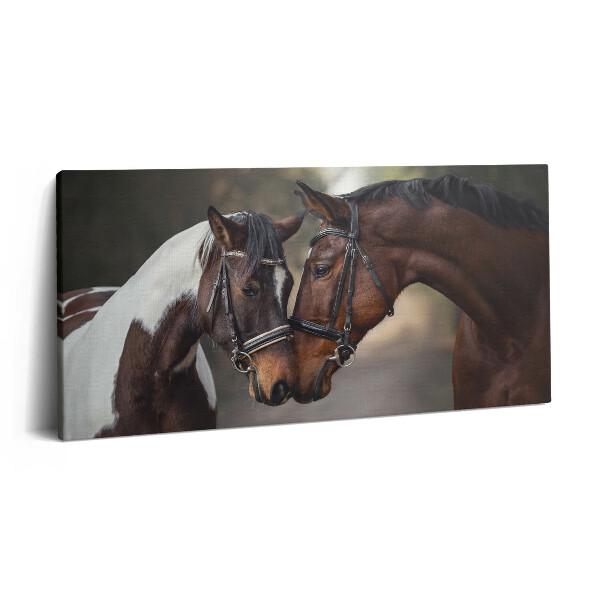 Vászonfotó 100x50 Lovak portréja az erdőben