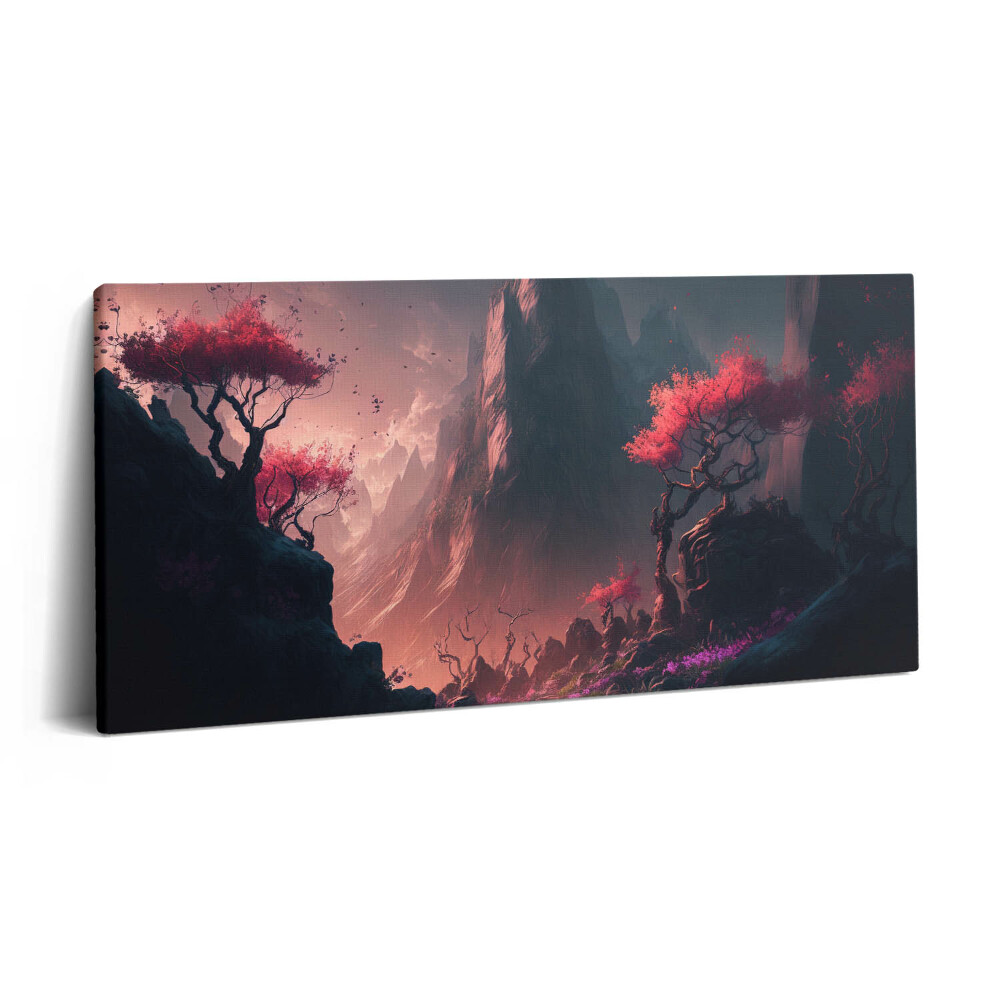 Vászonfotó 100x50 Varázslatos erdő és hegyek