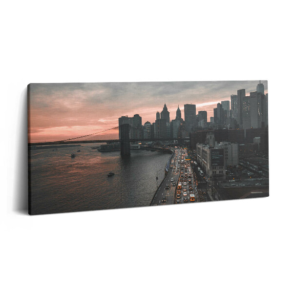 Vászonfotó 100x50 Hajnali légi felvétel a városról