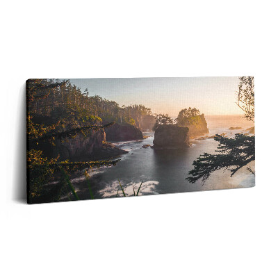 Vászonfotó 100x50 Sziklás táj és naplemente