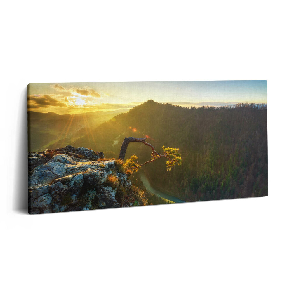 Vászonfotó 100x50 Naplemente a hegyek felett