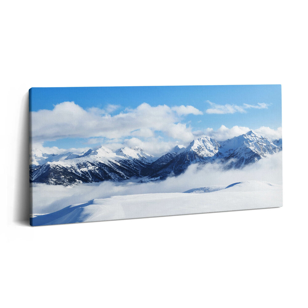 Vászonfotó 100x50 Panoráma a francia Alpok téli hegyeiről