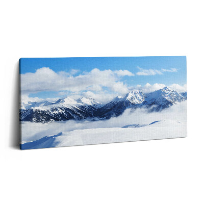 Vászonfotó 100x50 Panoráma a francia Alpok téli hegyeiről