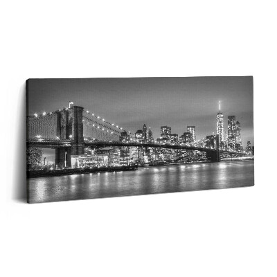 Vászonfotó 100x50 Brooklyn híd New Yorkban éjszaka