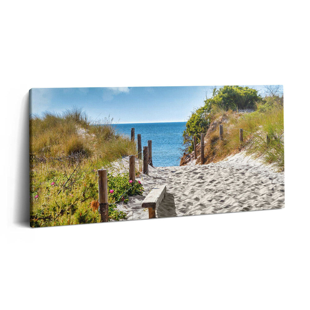 Vászonfotó 100x50 Homokos út a tengerpartra és a tengerhez