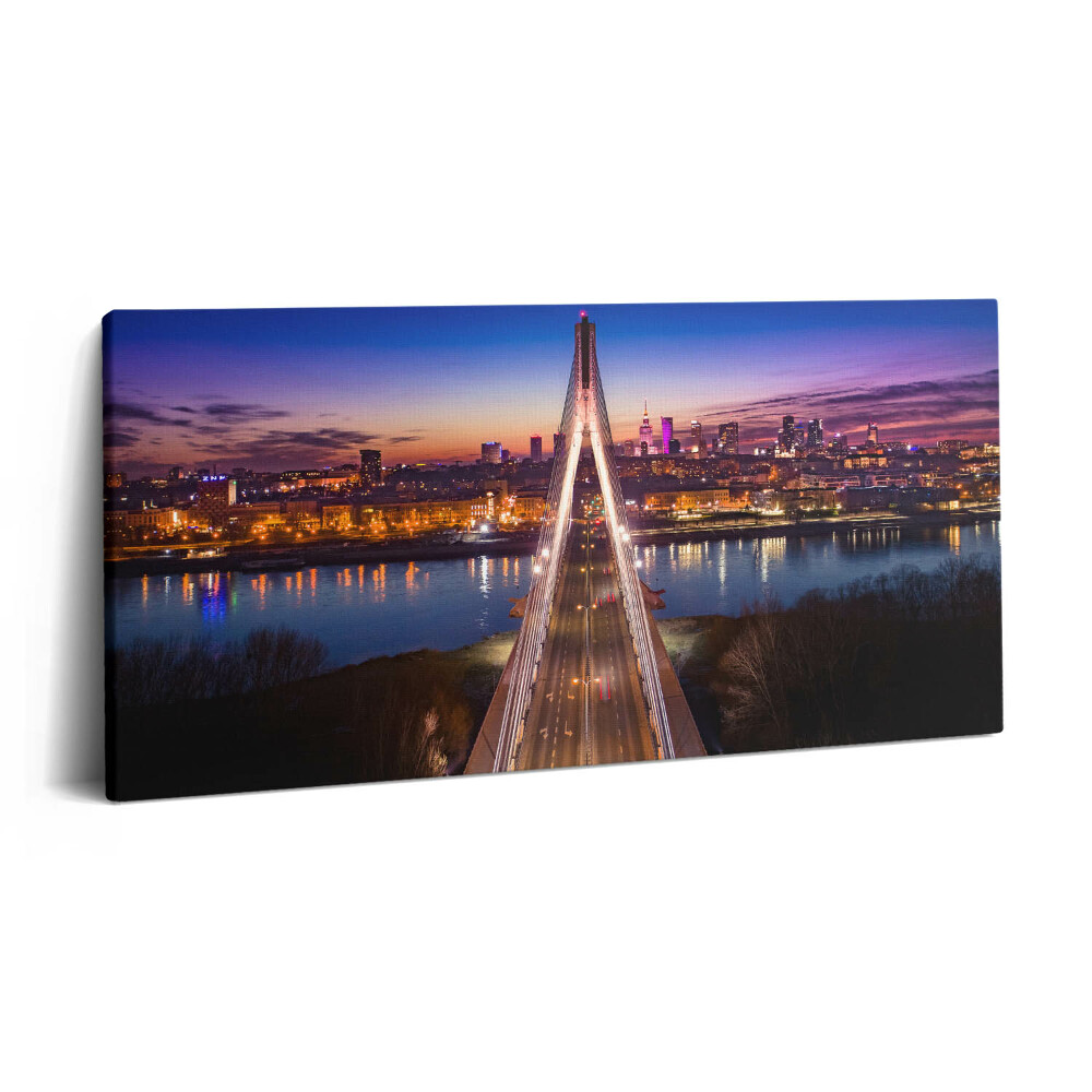 Vászonfotó 100x50 Híd és a város este