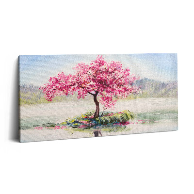 Vászonkép nyomtatás 120x60 Mozaik amely egy virágzó szerelmesfát ábrázol