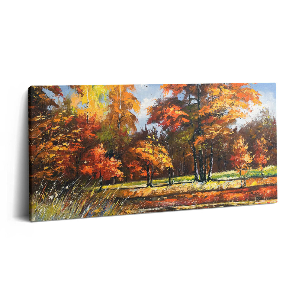 Vászonkép nyomtatás 120x60 Festett ősz és folyó