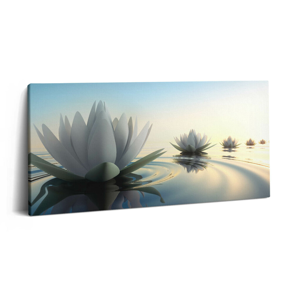 Vászonkép nyomtatás 120x60 Liliomvirágok a vízen