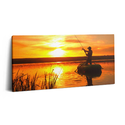 Vászonkép nyomtatás 120x60 Halász és naplemente