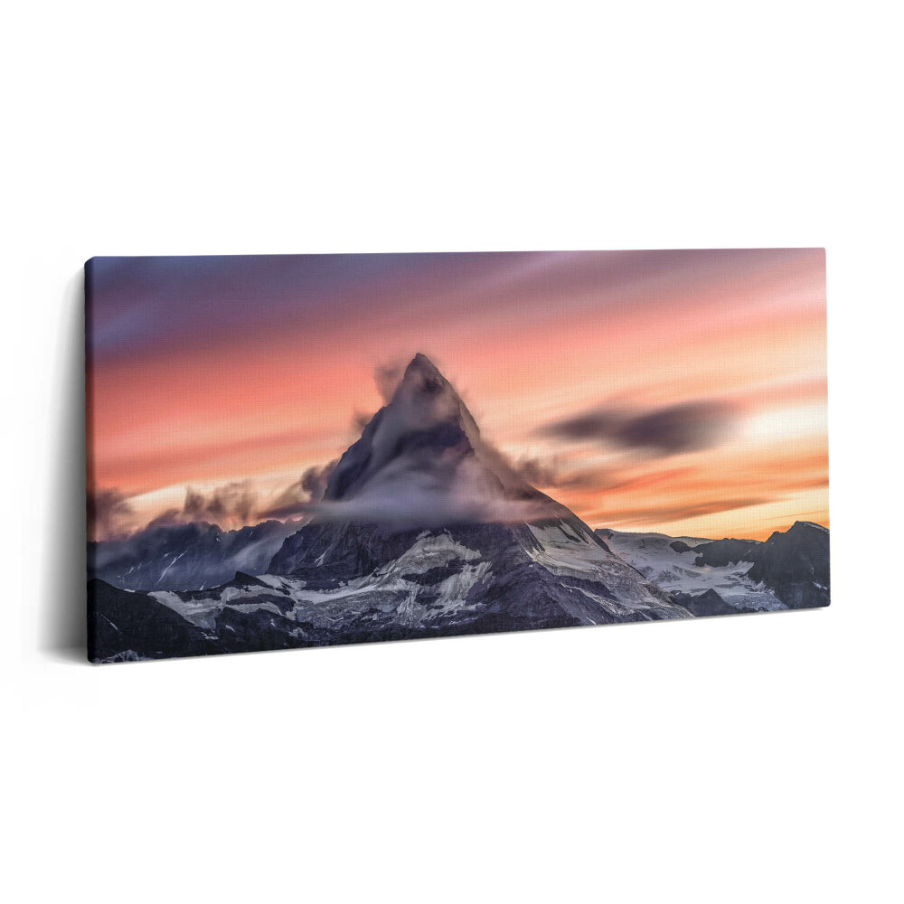 Vászonkép nyomtatás 120x60 Magányos hegy naplementében