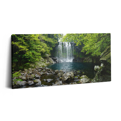 Vászonkép nyomtatás 120x60 Vízesés és folyó a fák között