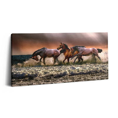 Vászonkép nyomtatás 120x60 Vízbe bukott lovak
