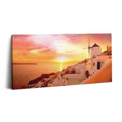 Vászonkép nyomtatás 120x60 Santorini egy régi szélmalommal