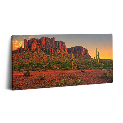 Vászonkép nyomtatás 120x60 Naplemente egy heggyel Phoenixben Arizonában