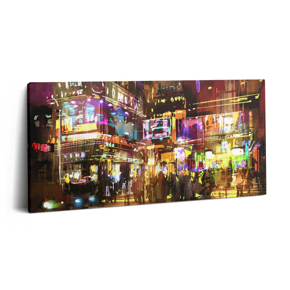 Vászonkép nyomtatás 120x60 Illusztráció egy éjszakai városról - modern utcák