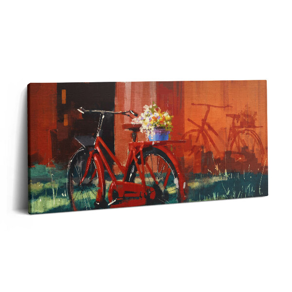 Vászonkép nyomtatás 120x60 Kerékpár virágkompozícióval