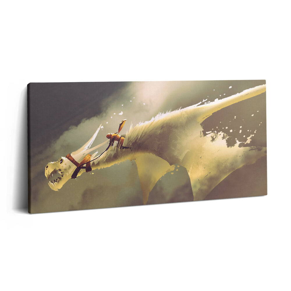 Vászonkép nyomtatás 120x60 Illusztráció egy sárkánylovasról