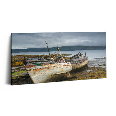 Vászonkép nyomtatás 120x60 Salen-öböl és hajók