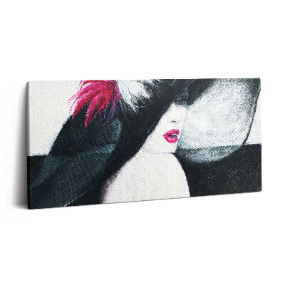 Vászonkép nyomtatás 120x60 Egy kalapos nő portréja