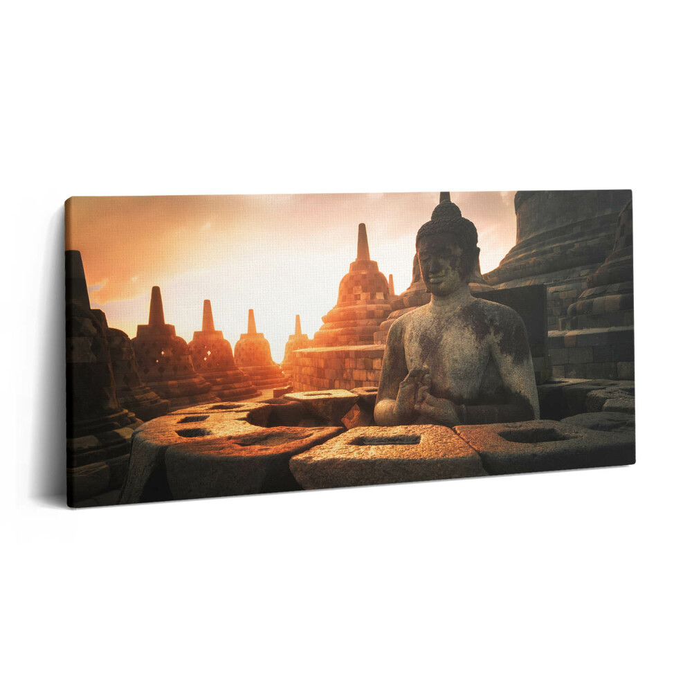 Vászonkép nyomtatás 120x60 Egy meditáló Buddha-szobor látványa