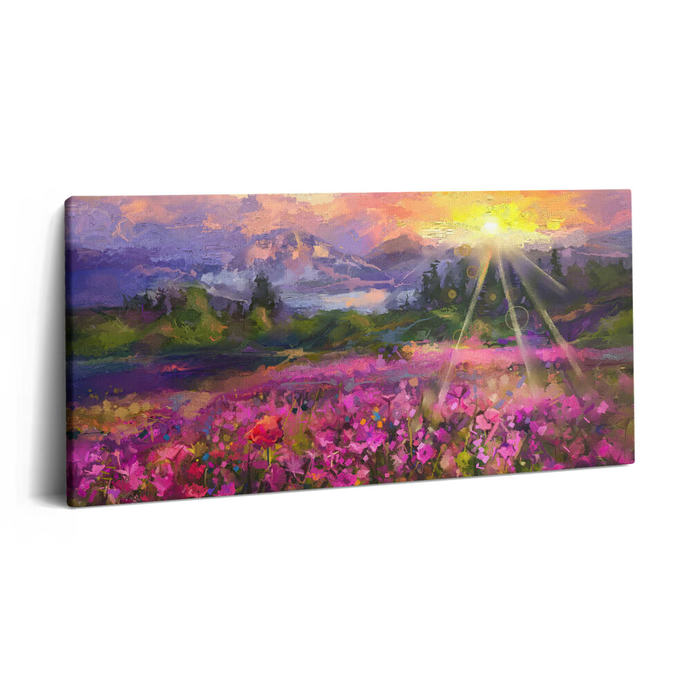 Vászonkép nyomtatás 120x60 Mező naplementében