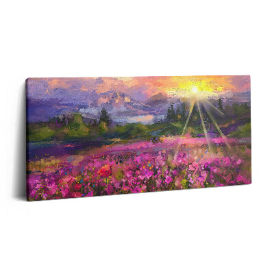 Vászonkép nyomtatás 120x60 Mező naplementében