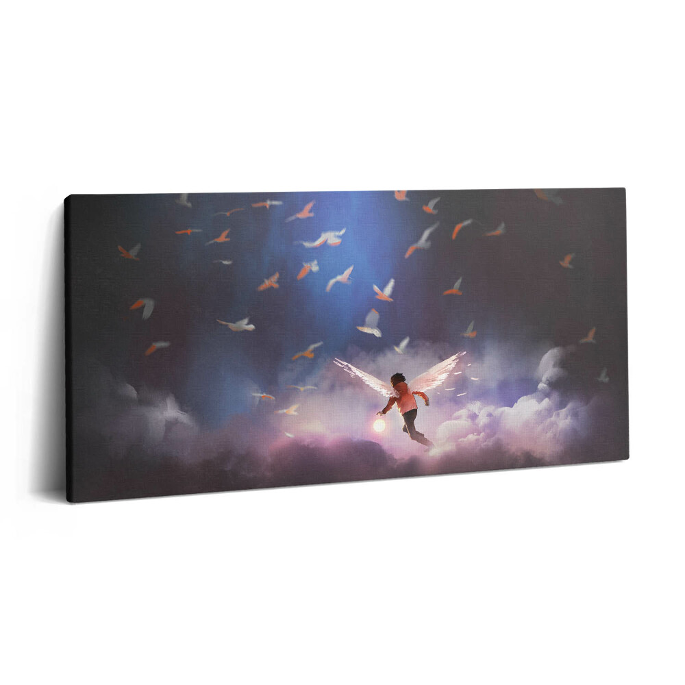 Vászonkép nyomtatás 120x60 Fiú angyalszárnyakkal