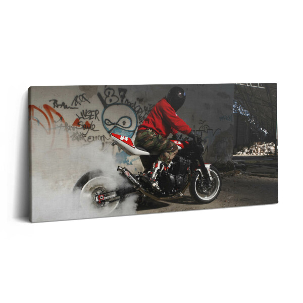 Vászonkép nyomtatás 120x60 Motoros férfi és graffiti