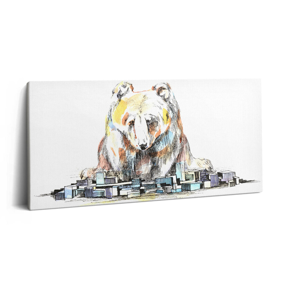 Vászonkép nyomtatás 120x60 Medve és absztrakt város