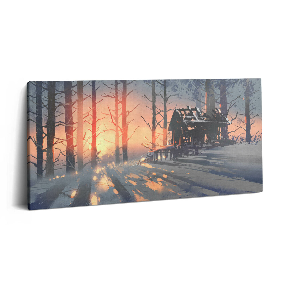 Vászonkép nyomtatás 120x60 Téli táj fákból