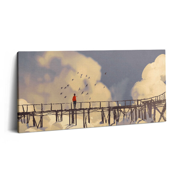 Vászonkép nyomtatás 120x60 Ember egy régi hídon