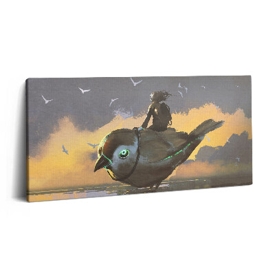 Vászonkép nyomtatás 120x60 Lány ül egy madáron