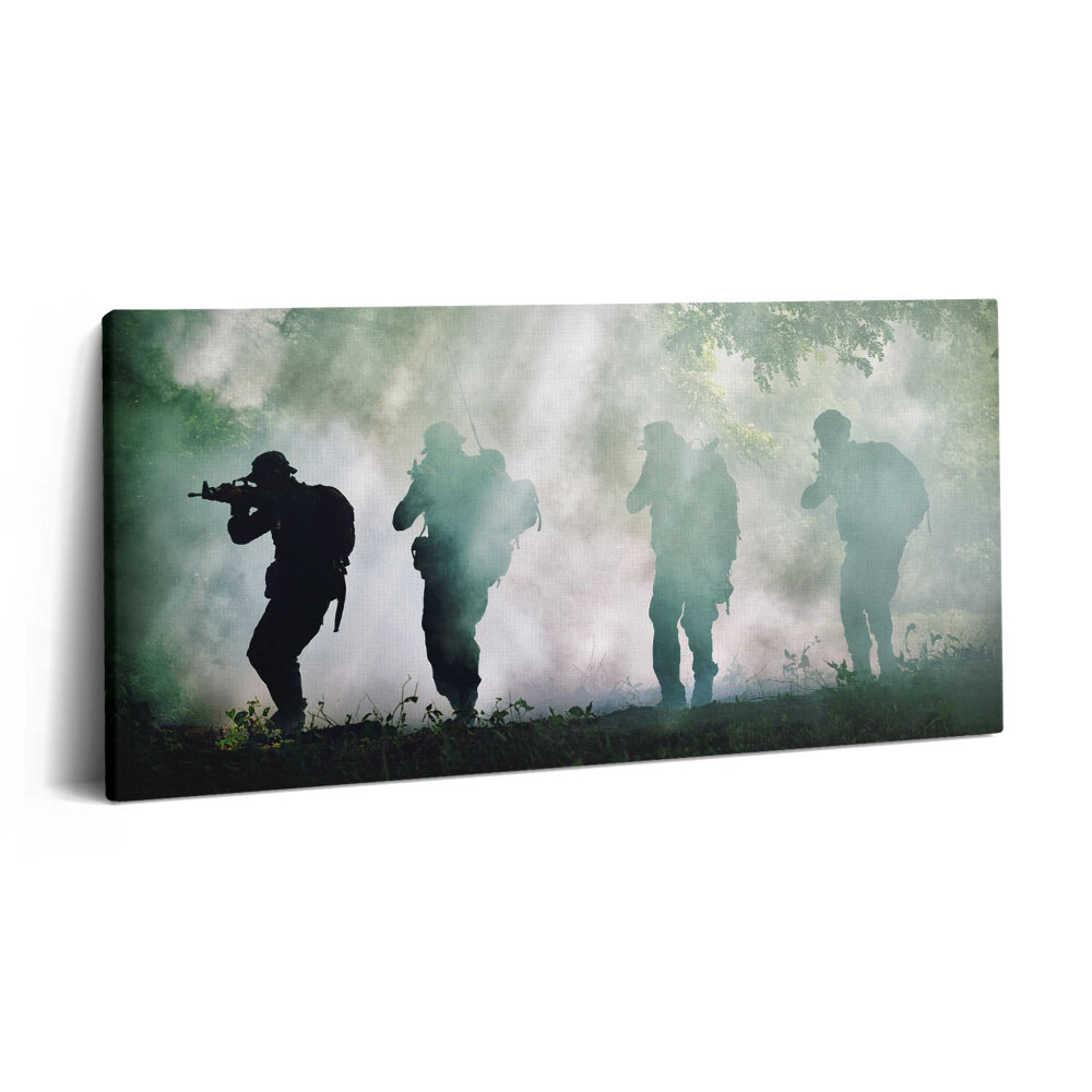 Vászonkép nyomtatás 120x60 Hadsereg az erdőben - katonák