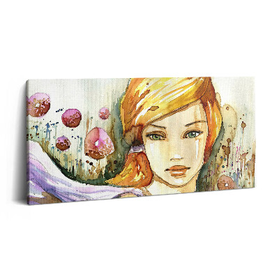 Vászonkép nyomtatás 120x60 Akvarell nő és fánk