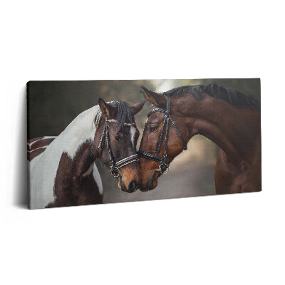 Vászonkép nyomtatás 120x60 Lovak portréja az erdőben